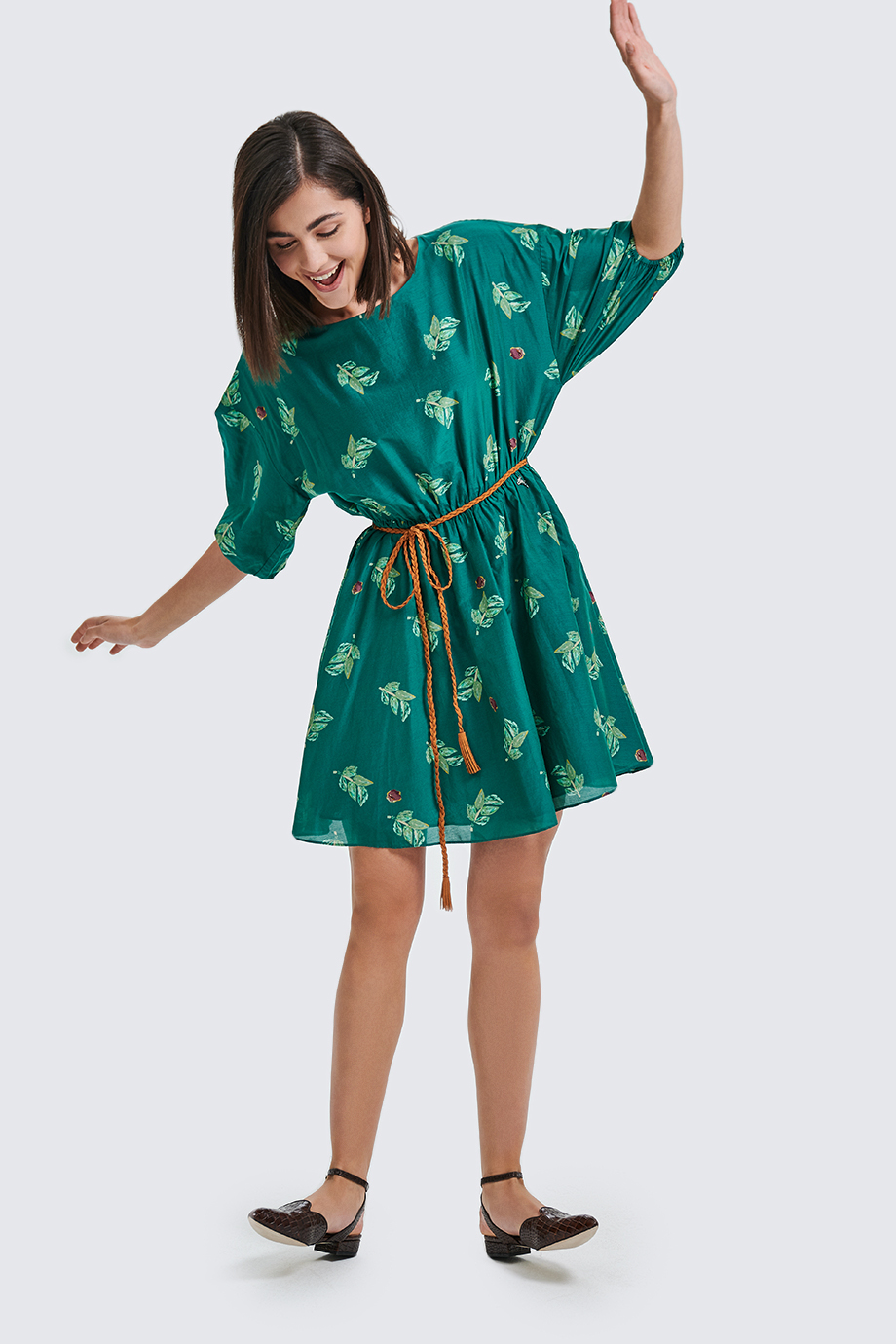 Мини-платье с флоральным принтом